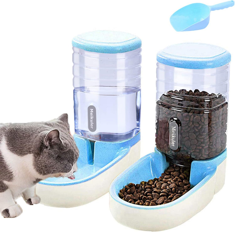 Pets Auto Feeder 3.8L,Food Feeder and Water Dispenser Set for Small & Big Dogs Cats and Pets Animals (Grey)