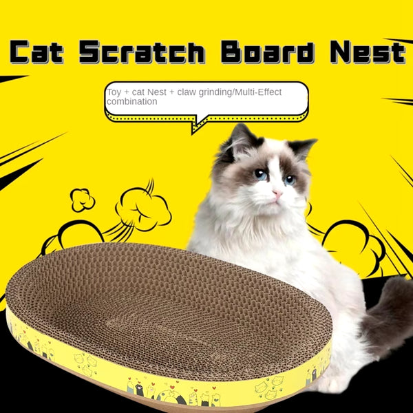 Cat Scraper Cat Scratching Board Claw Grinding Toy Oval Corrugated Box Wear-Resistant Cat Nest Pets Accessories Scraper for Pets