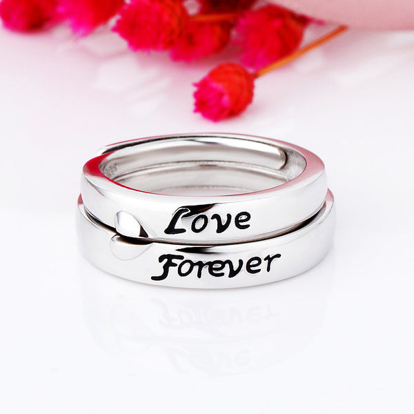 S925 Silver Couple Ring Love Double Love LOVE Men And Women Ring