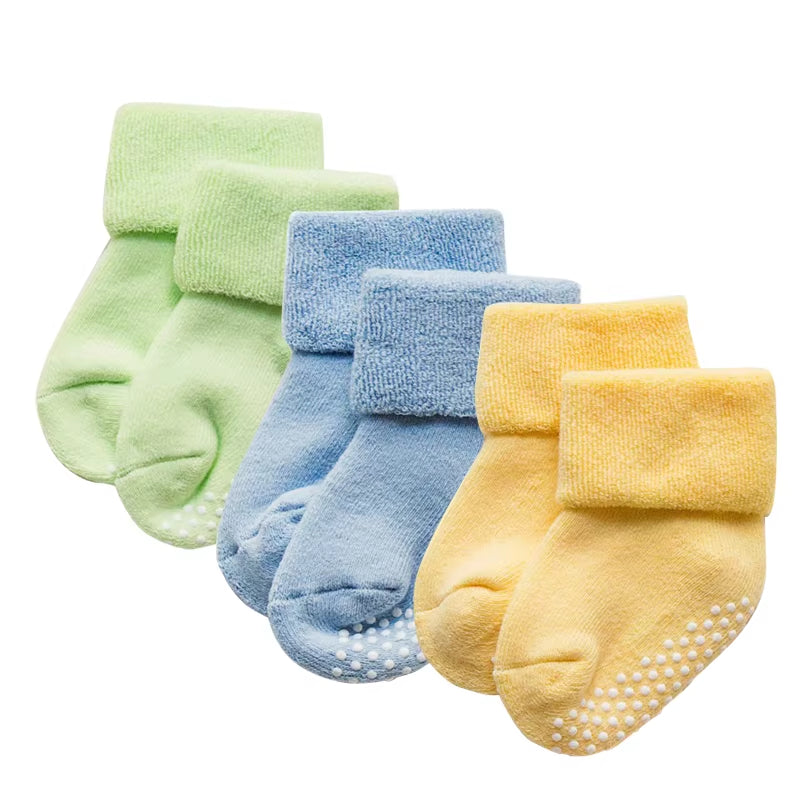 3Pairs Dreamshining Cotton Baby Socks Autumn and Winter Thicken Warm Newborn Boy Girl Floor Wear Antiskid Sock for Kids