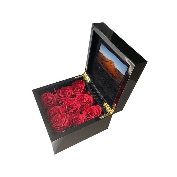 43 Inch Video Gift Box Preserved  Flower Gift Box Piano Paint Craft Wooden Box