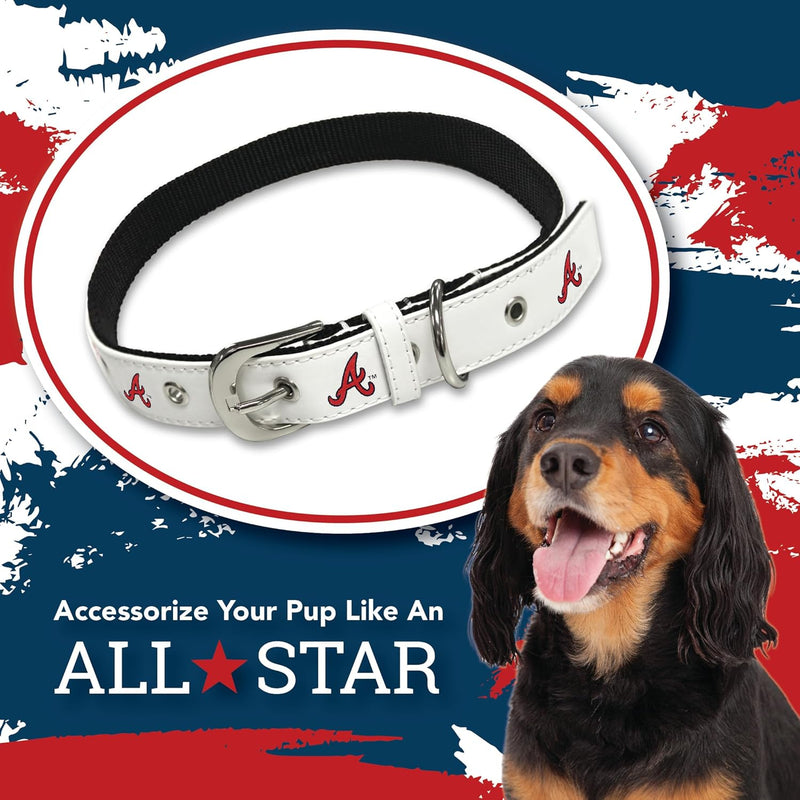 MLB Dog Collar Atlanta Braves New Signature PRO Pvc-Leather Premium Pet Collars Extra Tough & Durable! Super Stylish! Size: Medium Adjustable 16-20" Length X 1" Width