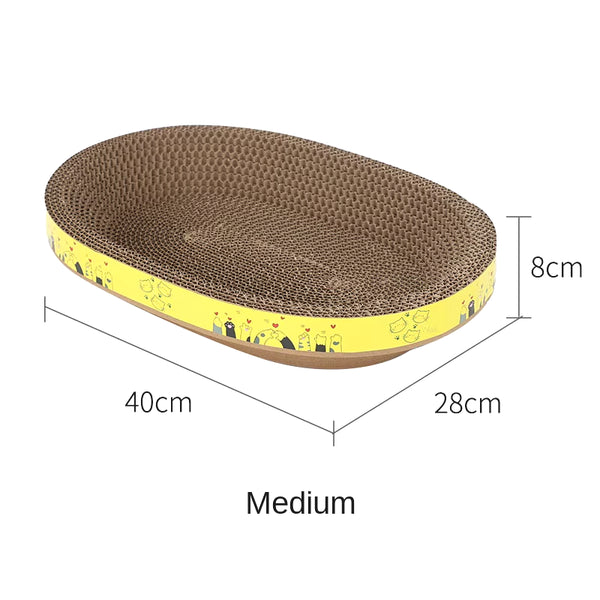 Cat Scraper Cat Scratching Board Claw Grinding Toy Oval Corrugated Box Wear-Resistant Cat Nest Pets Accessories Scraper for Pets