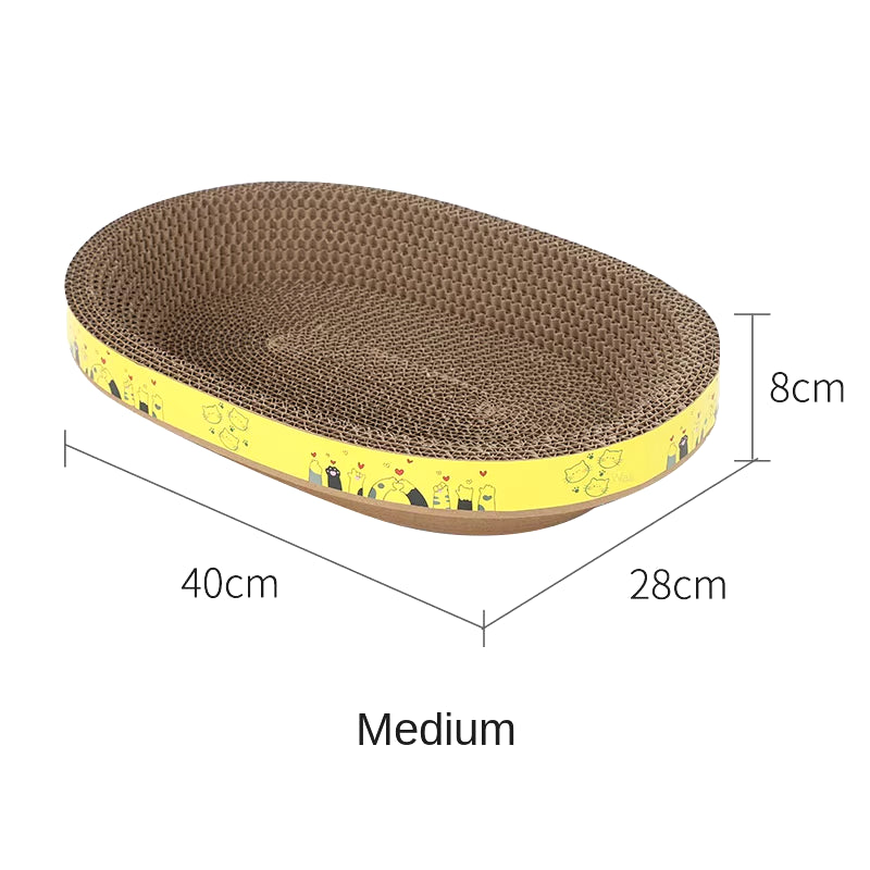 Cat Scraper Cat Scratching Board Claw Grinding Toy Oval Corrugated Box Wear-Resistant Cat Nest Pets Accessories Scraper for Pets